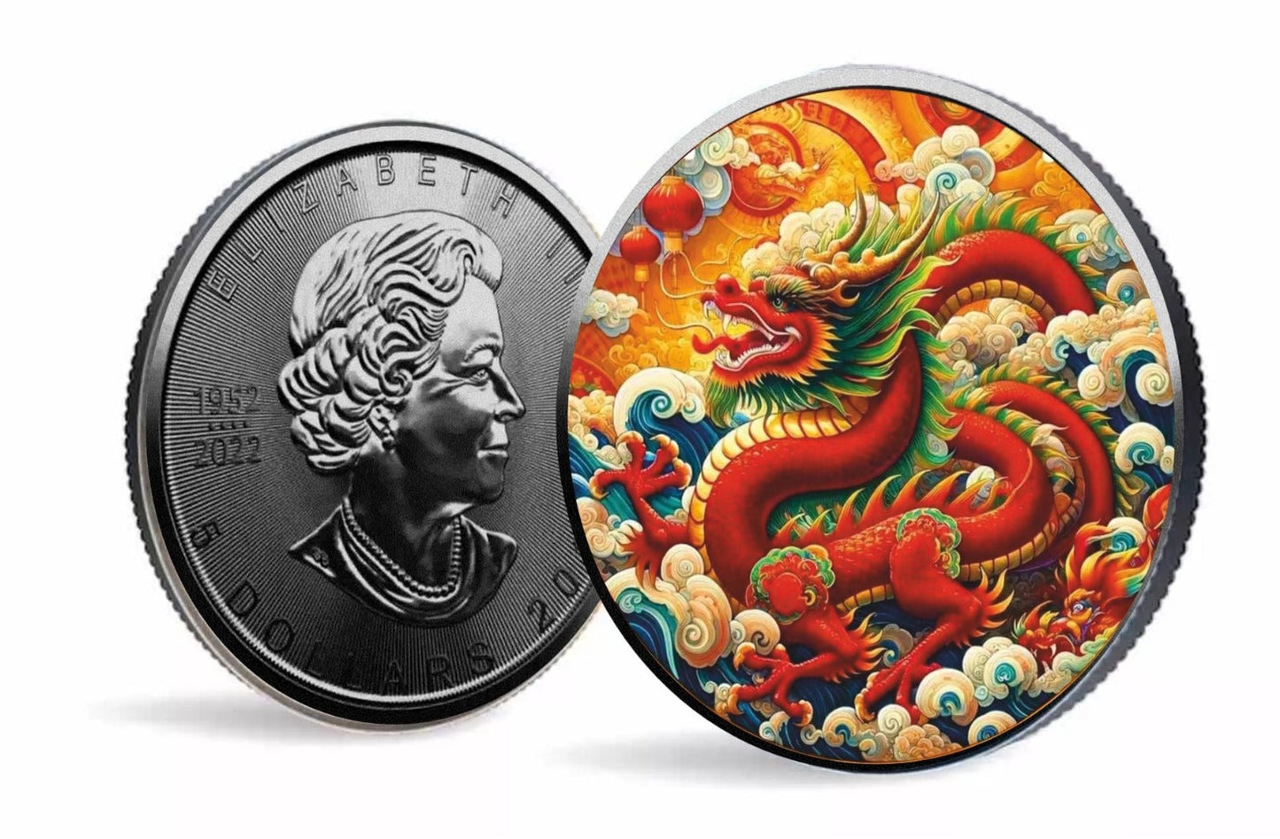 Kanada Maple Leaf Dragon Of Love Color 1oz Silber 2024*