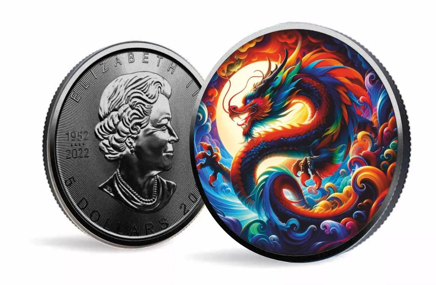 Kanada Maple Leaf Dragon Of Luck Color 1oz Silber 2024*