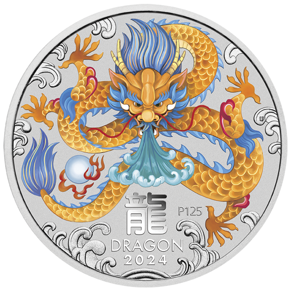 Lunar III Drache 1kg Silbermünze coloriert 2024*