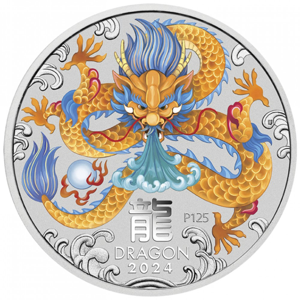 Lunar III Drache 5oz Silbermünze coloriert 2024*