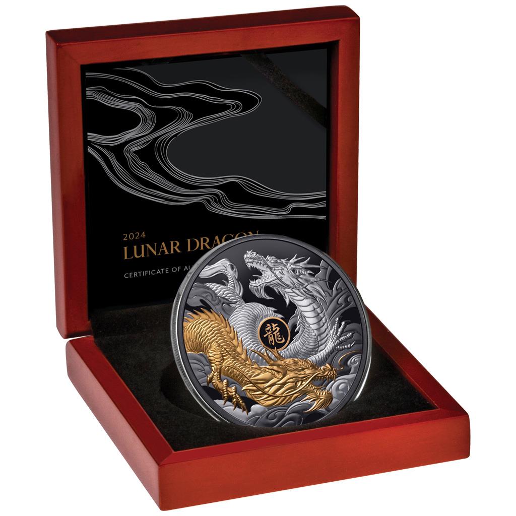 Niue 2024 Jahr des Drachen 5oz Silber Lunar-Serie