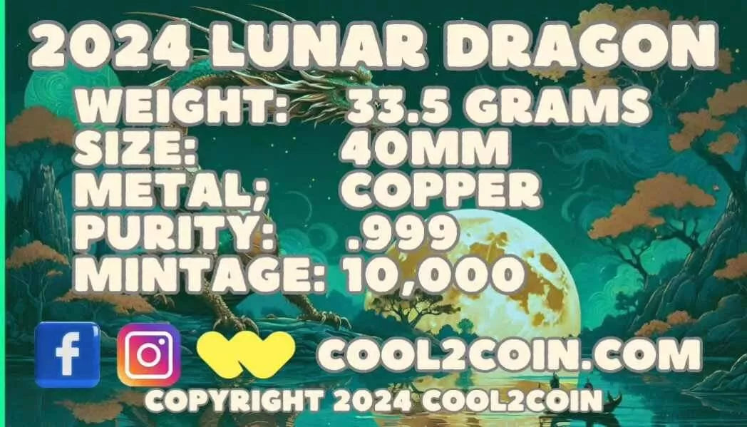 1oz Kupfer Year of Dragon Color Münze mit Zertifikat