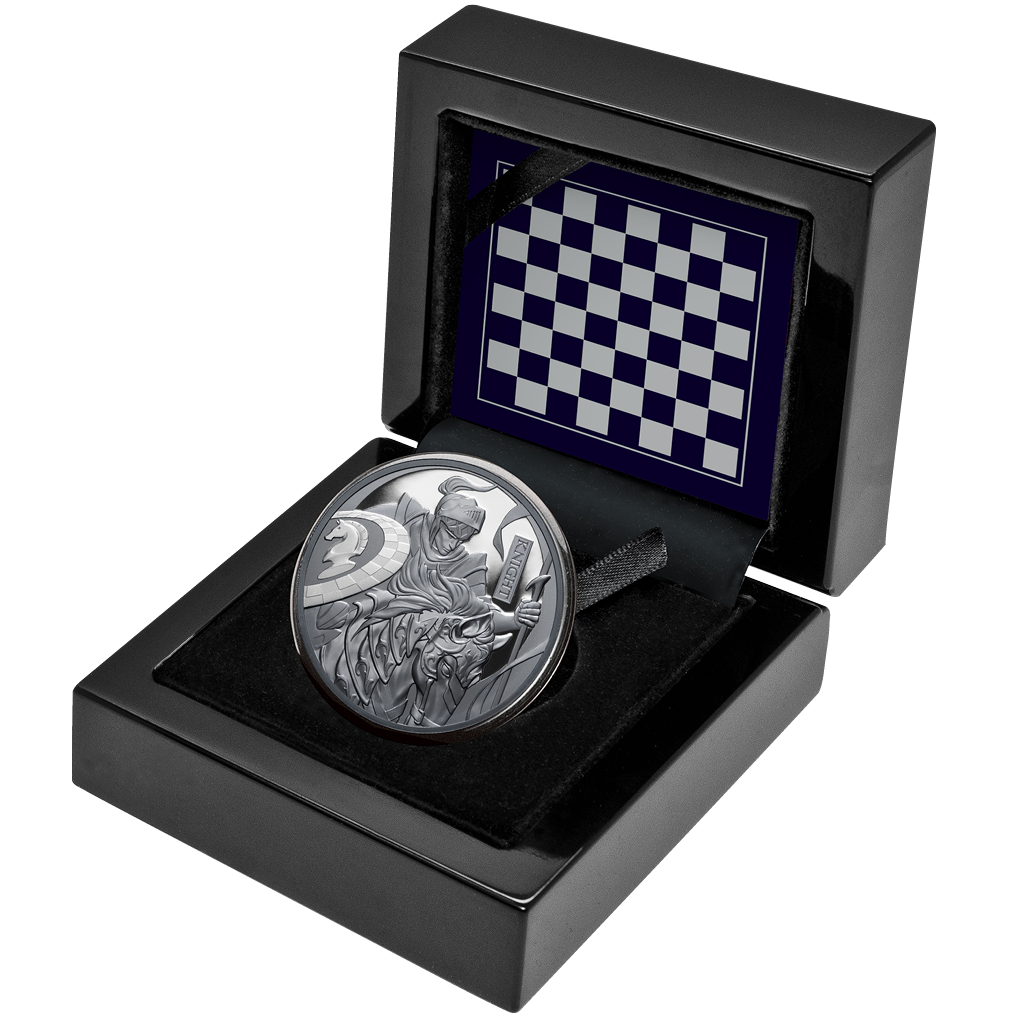 Schach - Springer 1oz Silber in Holz-Etui 2024*