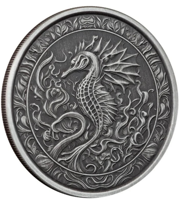 Samoa Seahorse 1 Oz Silbermünze Antik Finish 2023*