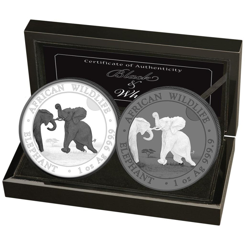 Somalia Elefant 2024 Black & White 2x1oz Silbermünze