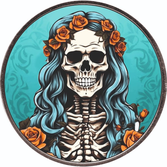 USA ASE Skeletons Mrs. Andrea Color 1oz Silber 2024*
