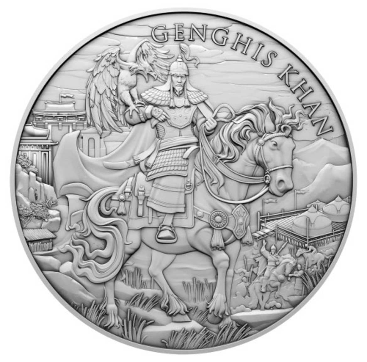 USA - Legendary Warriors Genghis Khan Ag999 1 Oz BU