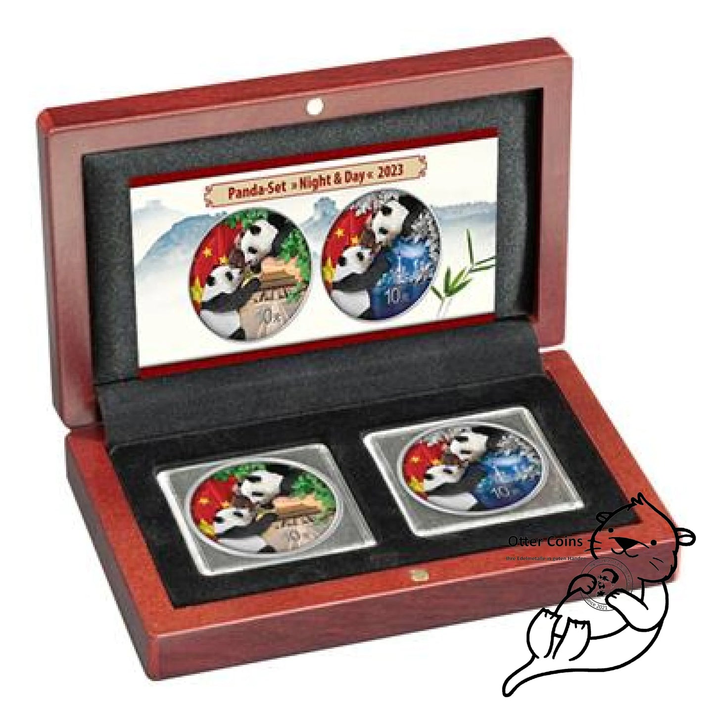 China Panda 2x10 Yuan 30 Gramm Silbermünze 2023 Tag