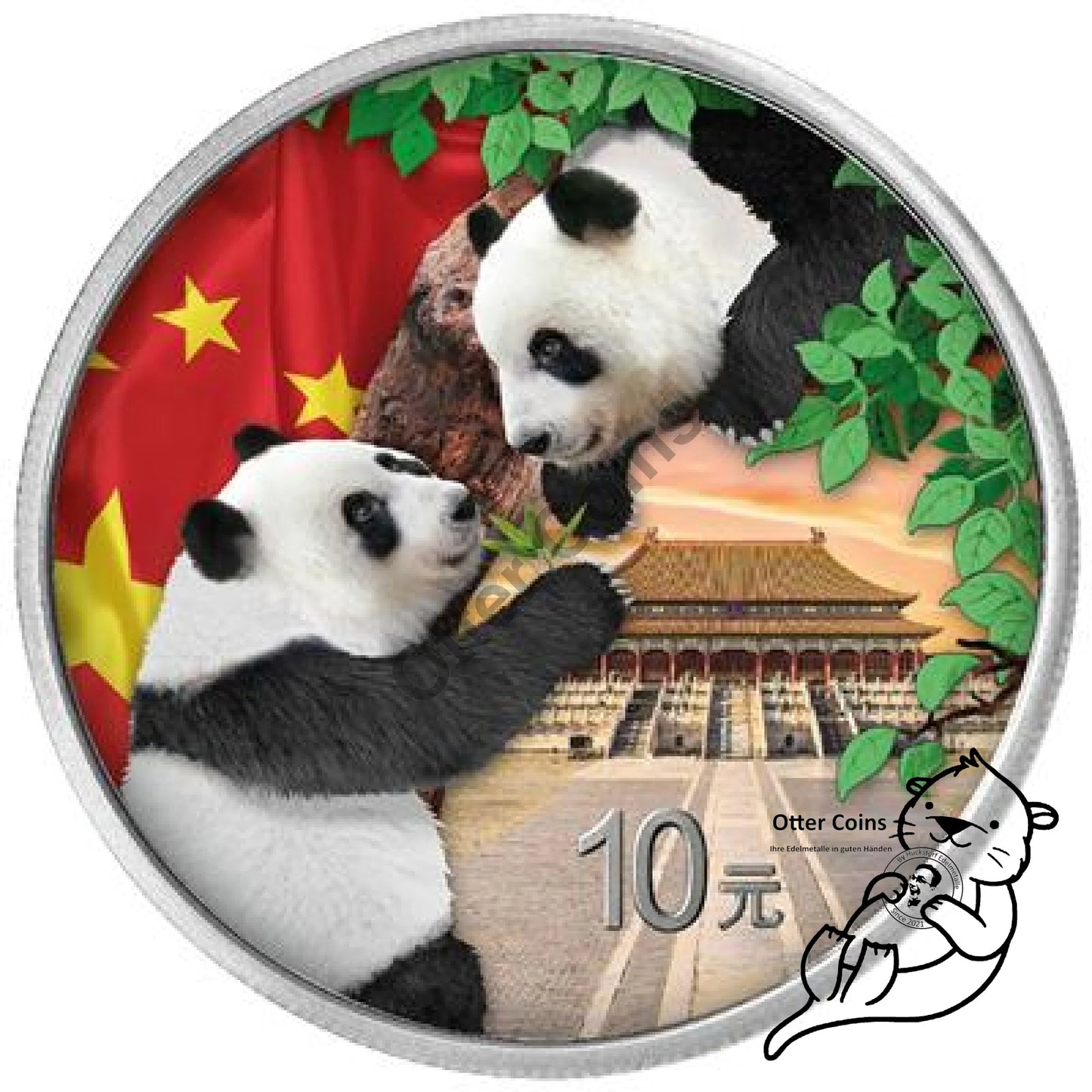 China Panda 2x10 Yuan 30 Gramm Silbermünze 2023 Tag