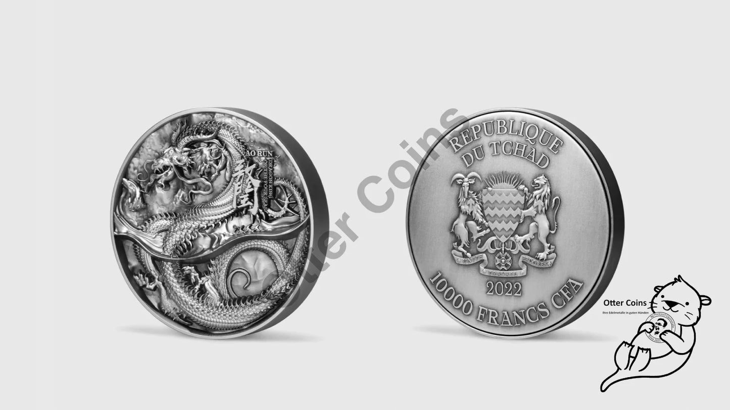 Ao Run/ White Dragon Drache 2022 2oz Silbermünze*