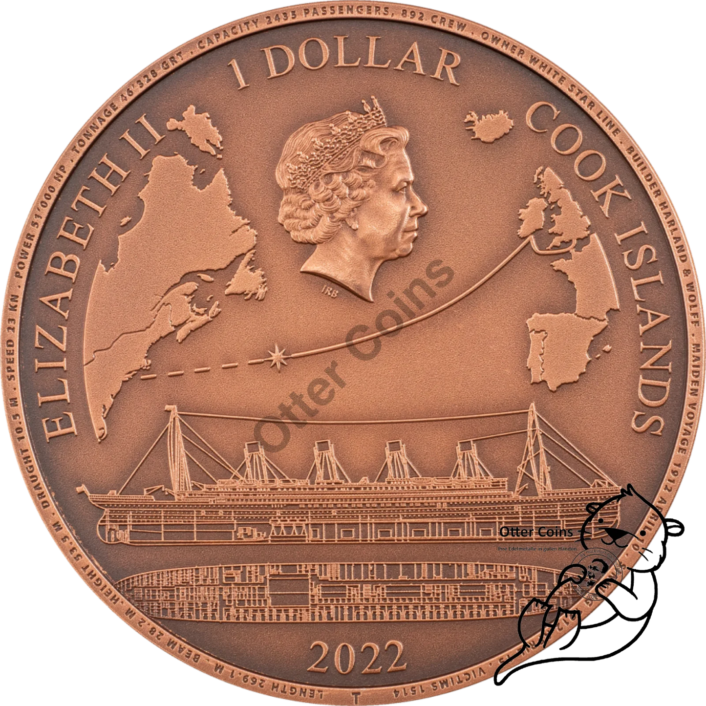 Titanic 2022 Kupfermünze 50 gr