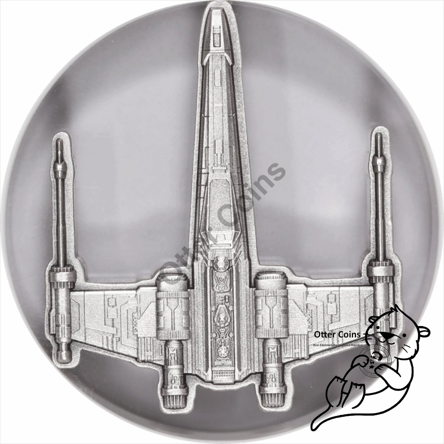 Star Wars 1oz Silbermünze X - Wing Shaped Fighter NGC MS70*