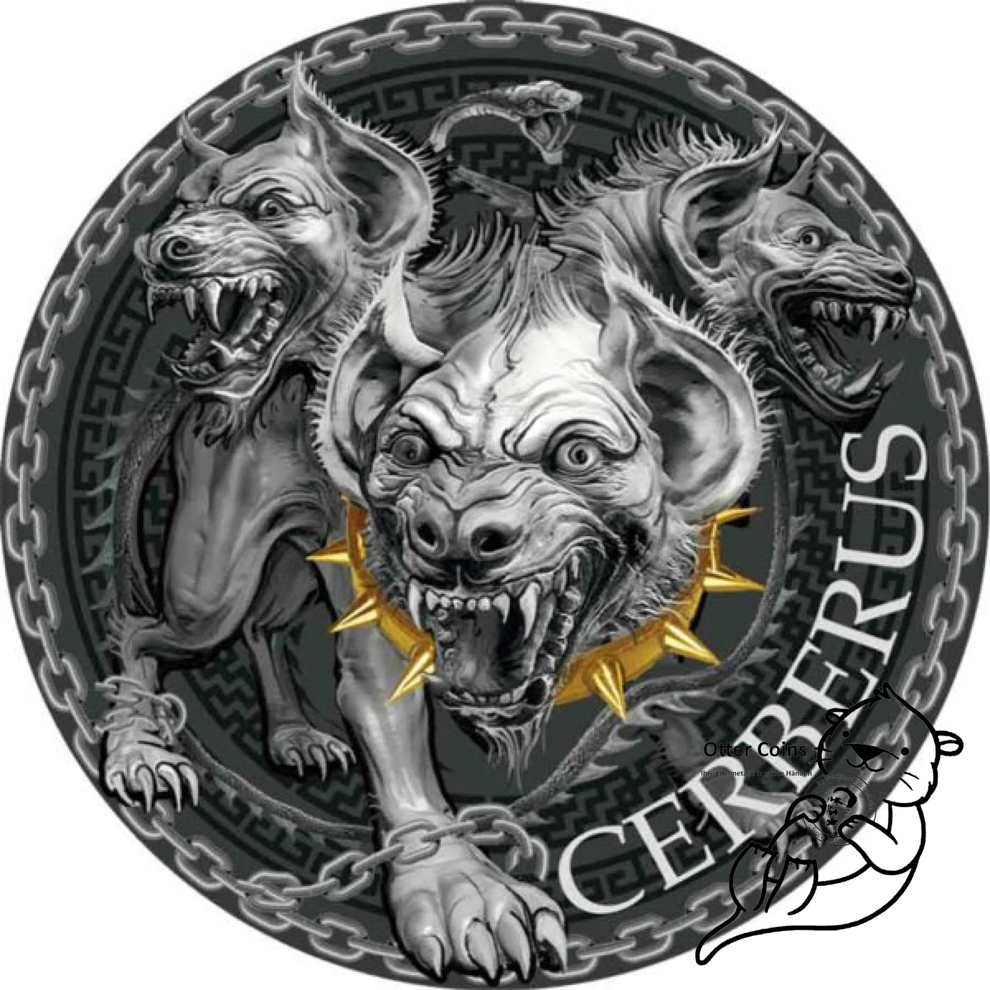 2023 Cameroon 1oz Cerberus 24K Gilded High Relief