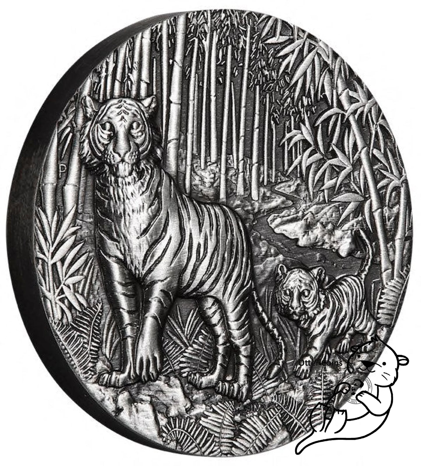 Lunar III Tiger 2 oz Silbermünze Antik Finish 2022