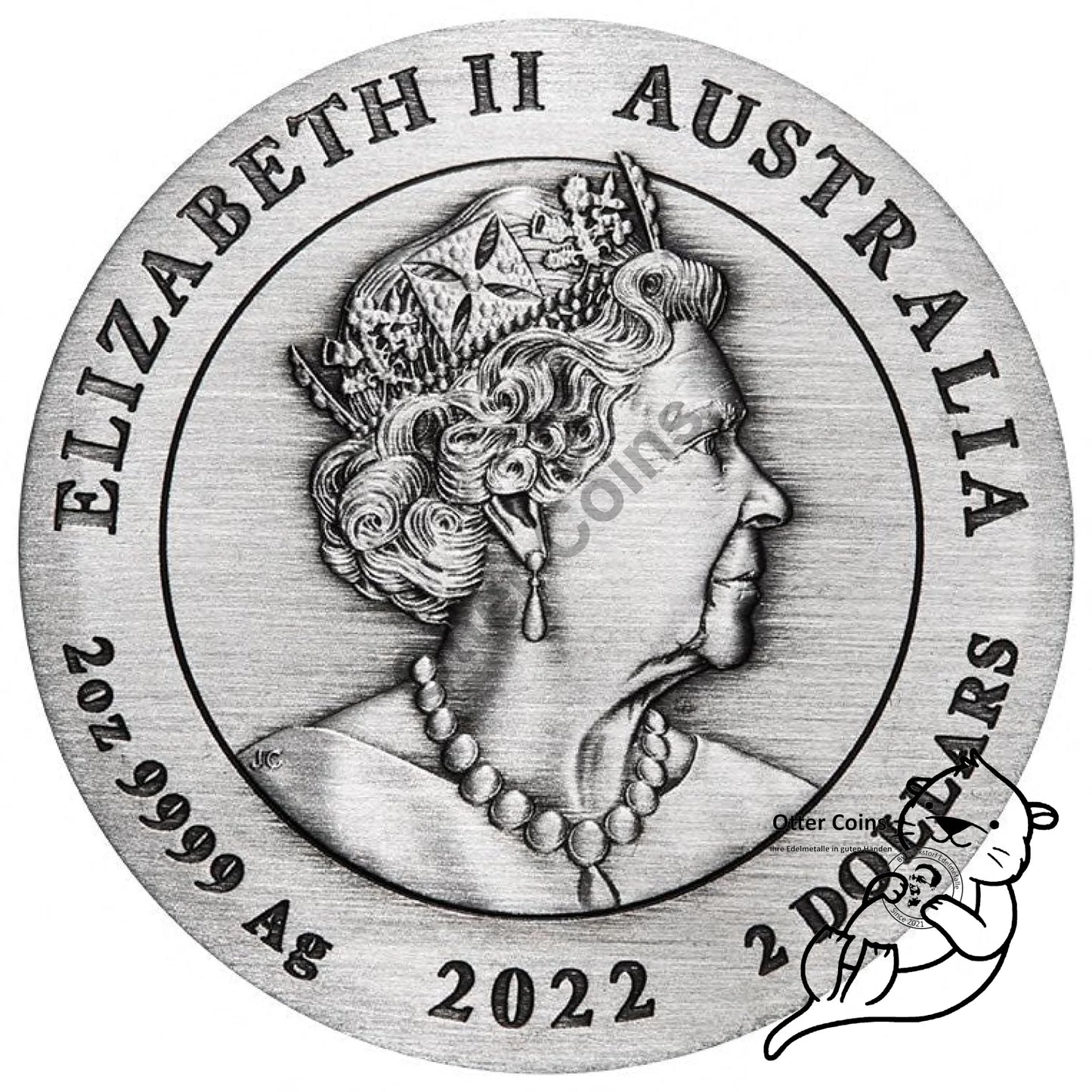 Lunar III Tiger 2 oz Silbermünze Antik Finish 2022