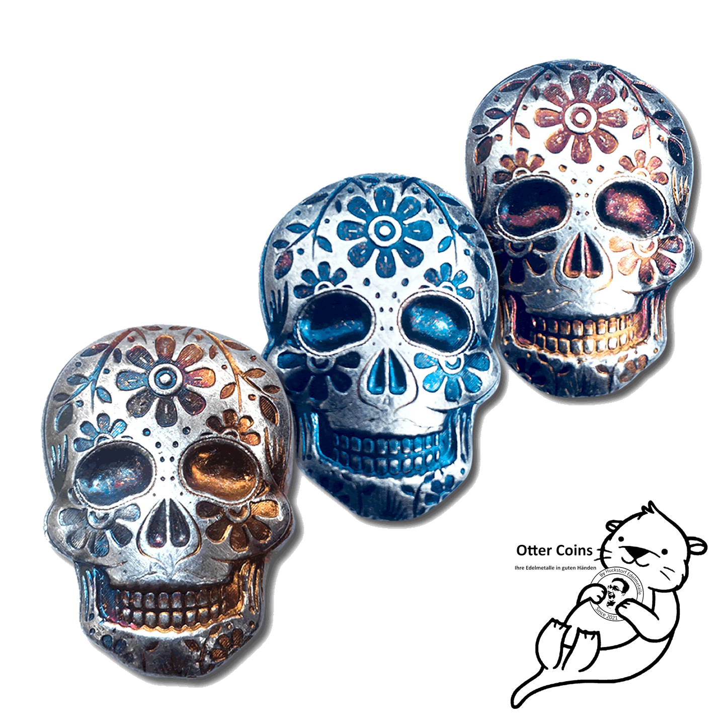 Sugar Skull 2 oz Silber 999