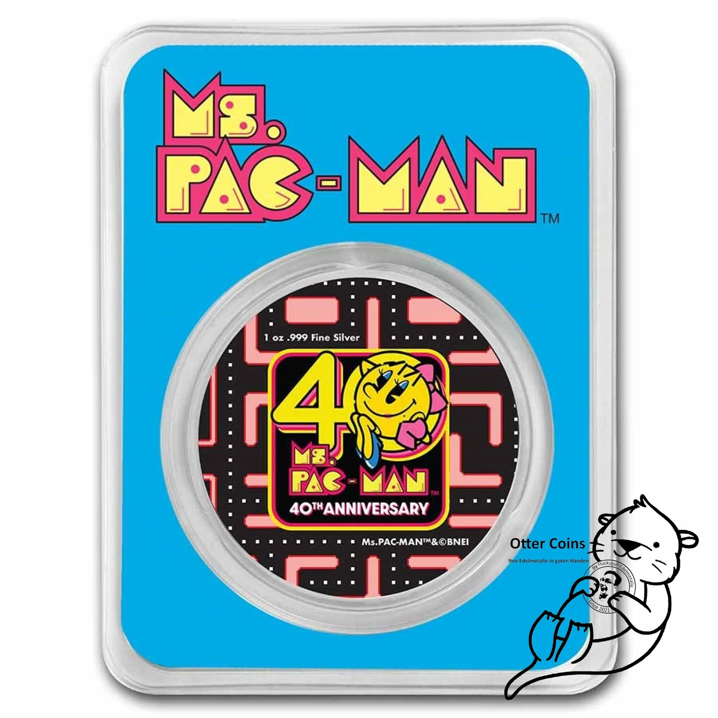 Ms. PAC - MAN™ 40th Anniversary 1 Oz Silbermünze