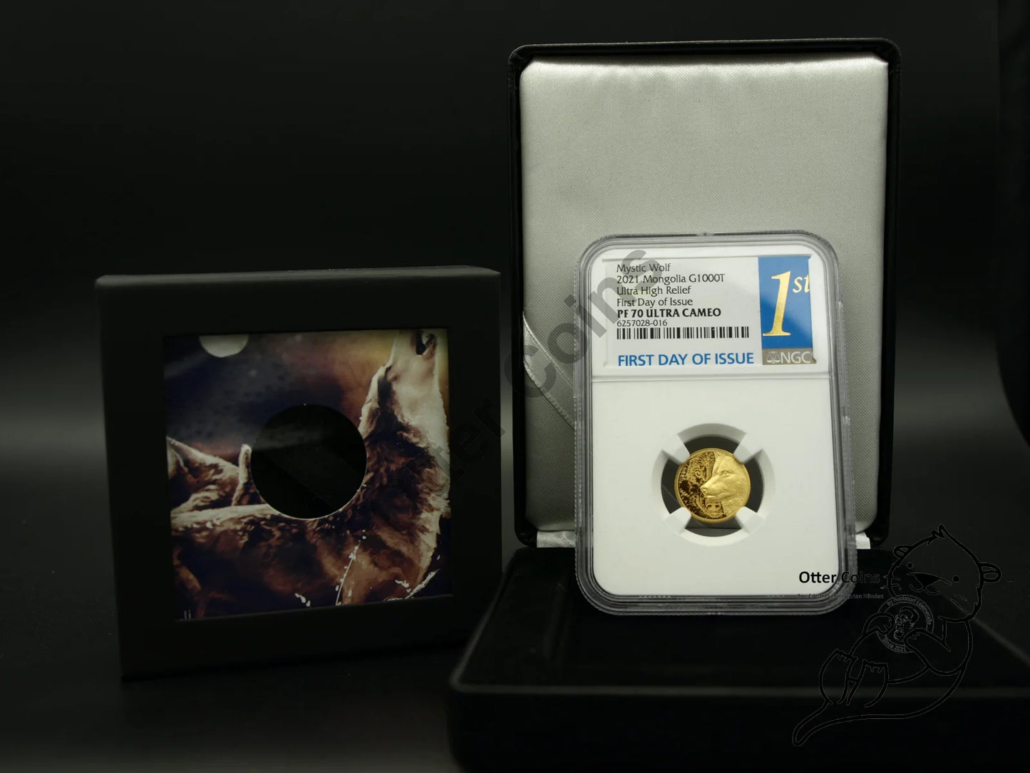 1000 Togrog Mystic Wolf HR Mongolei in NGC Slab 2021 Gold