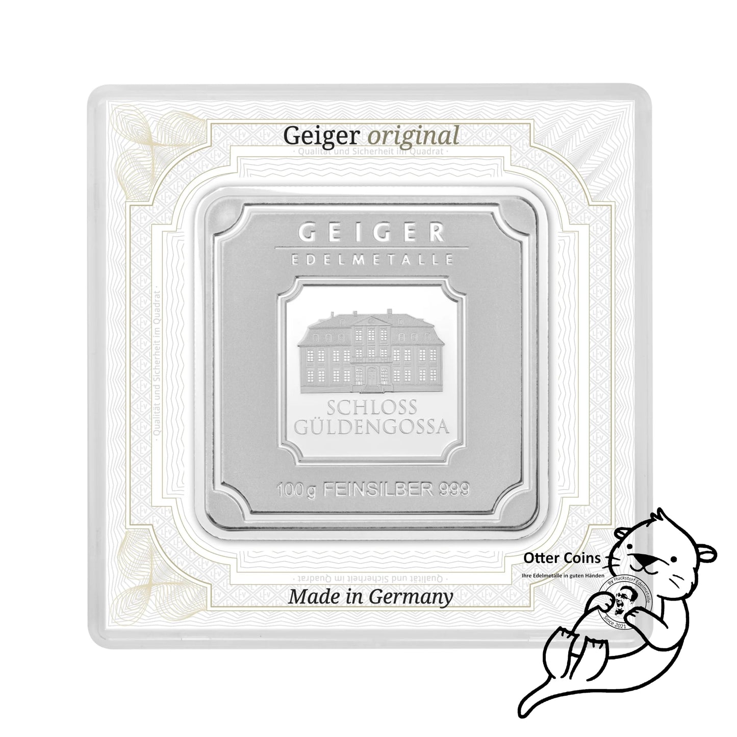 Silberbarren Geiger original - 100 g.999 quadratisch
