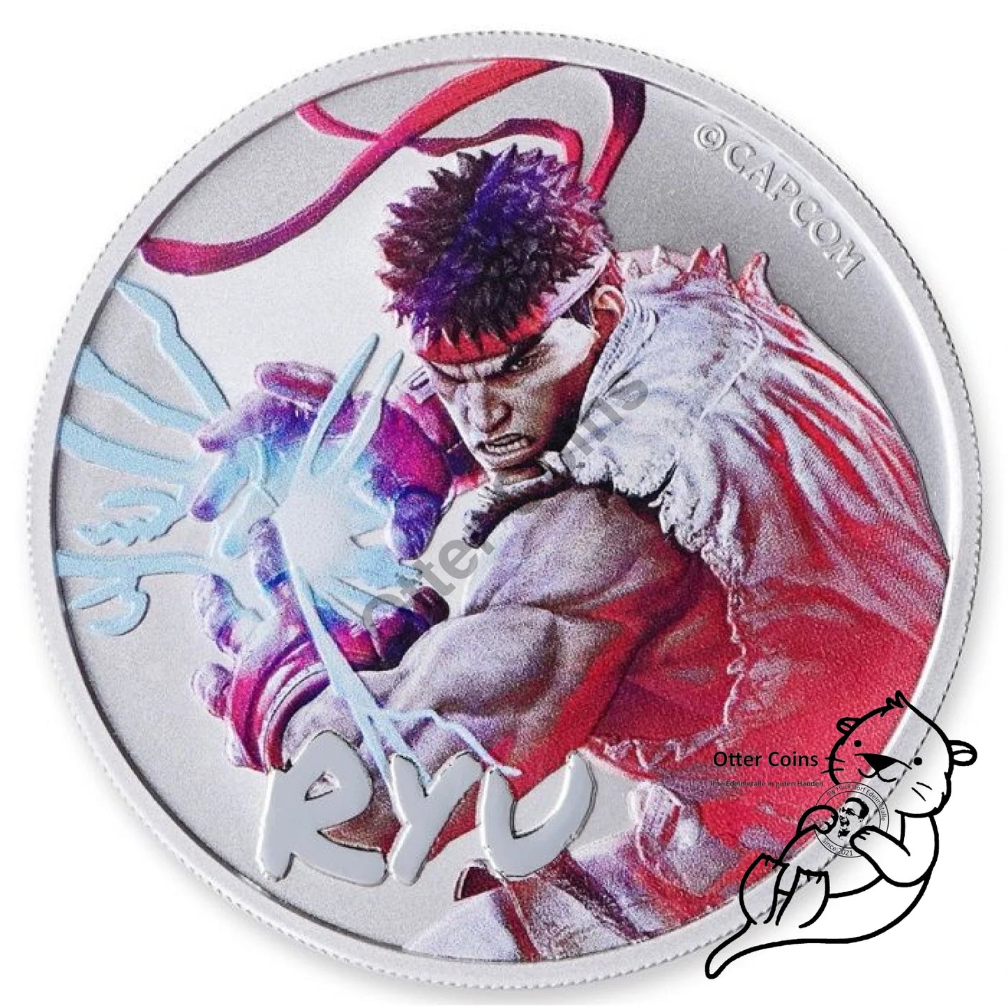 Tuvalu Street Fighter Ryu Coincard coloriert 1 Oz