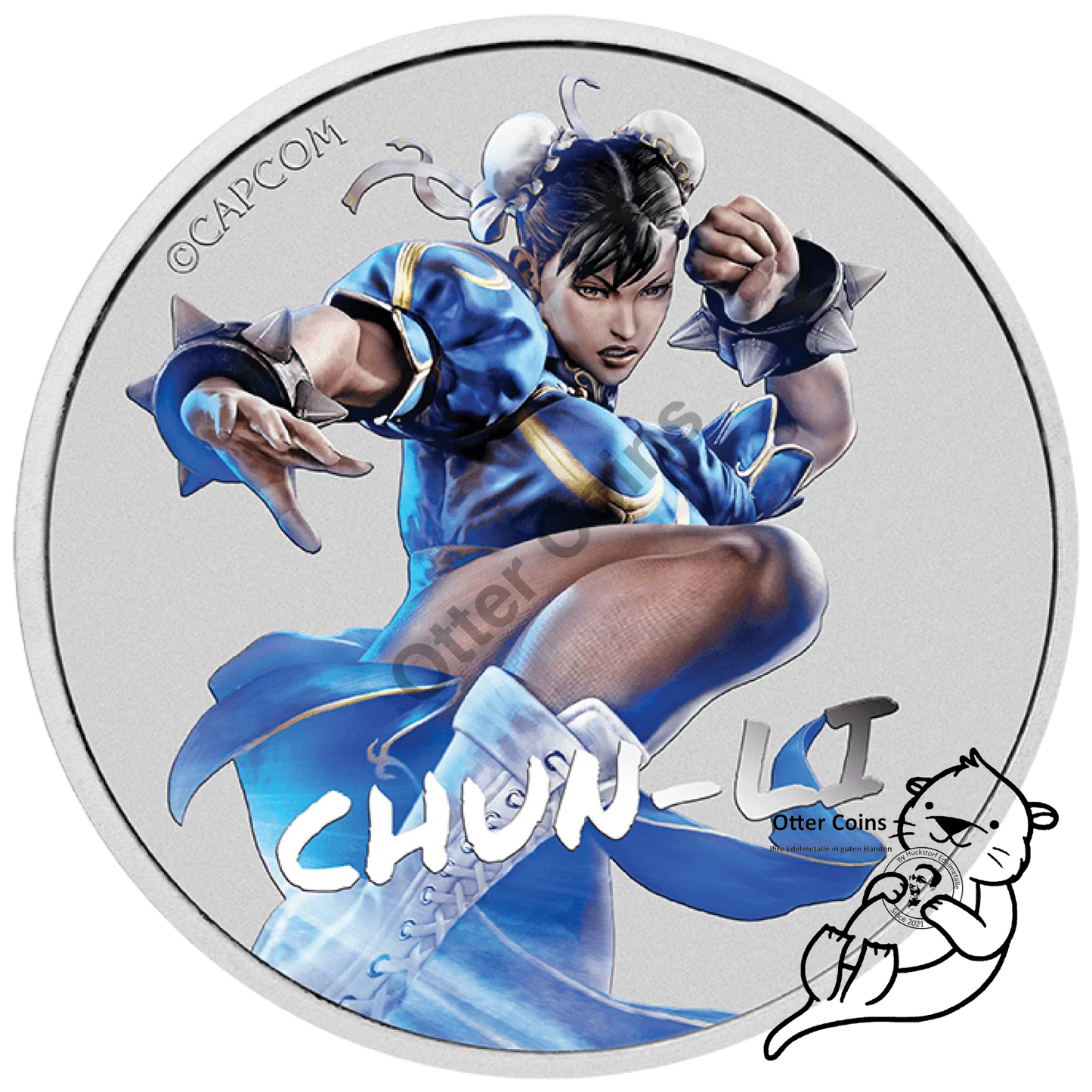 Tuvalu Street Fighter Chun Li coloriert 1 Oz Silbermünze