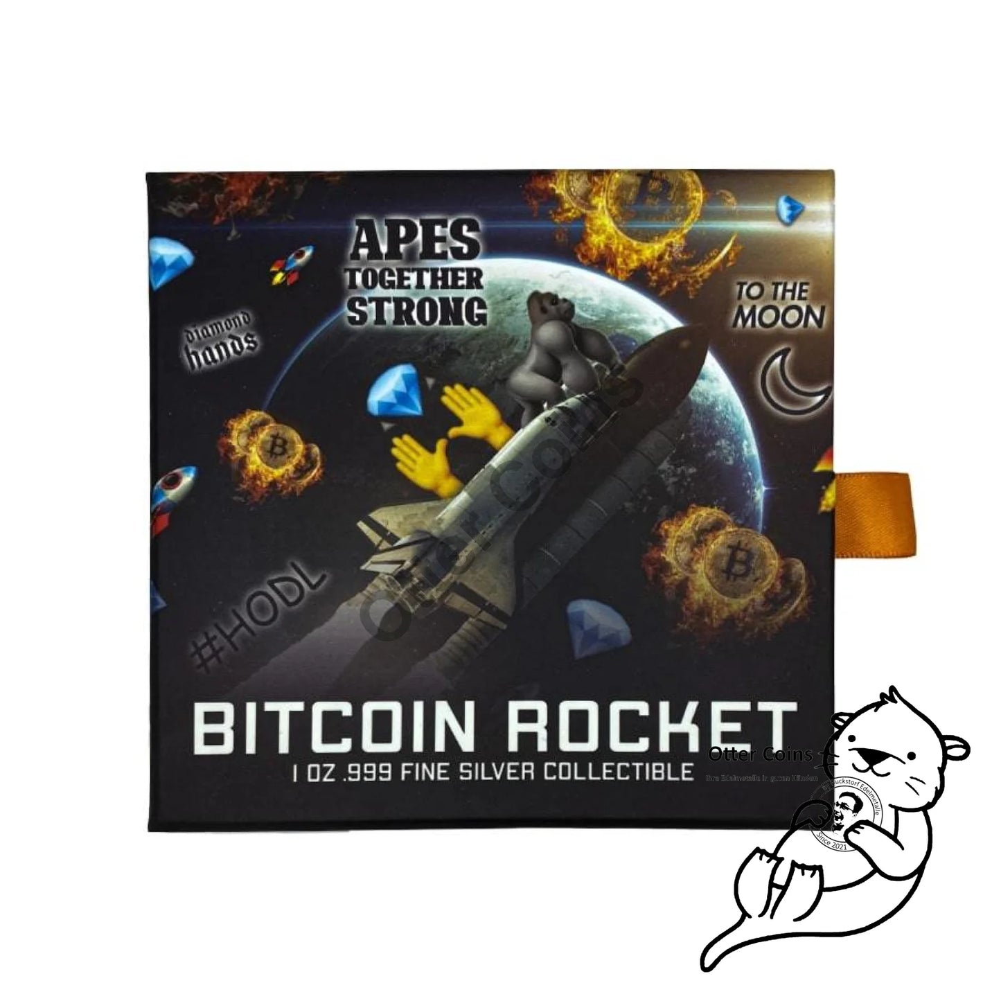 2022 Chad 1 oz Bitcoin Rocket Shaped Antiqued High Relief