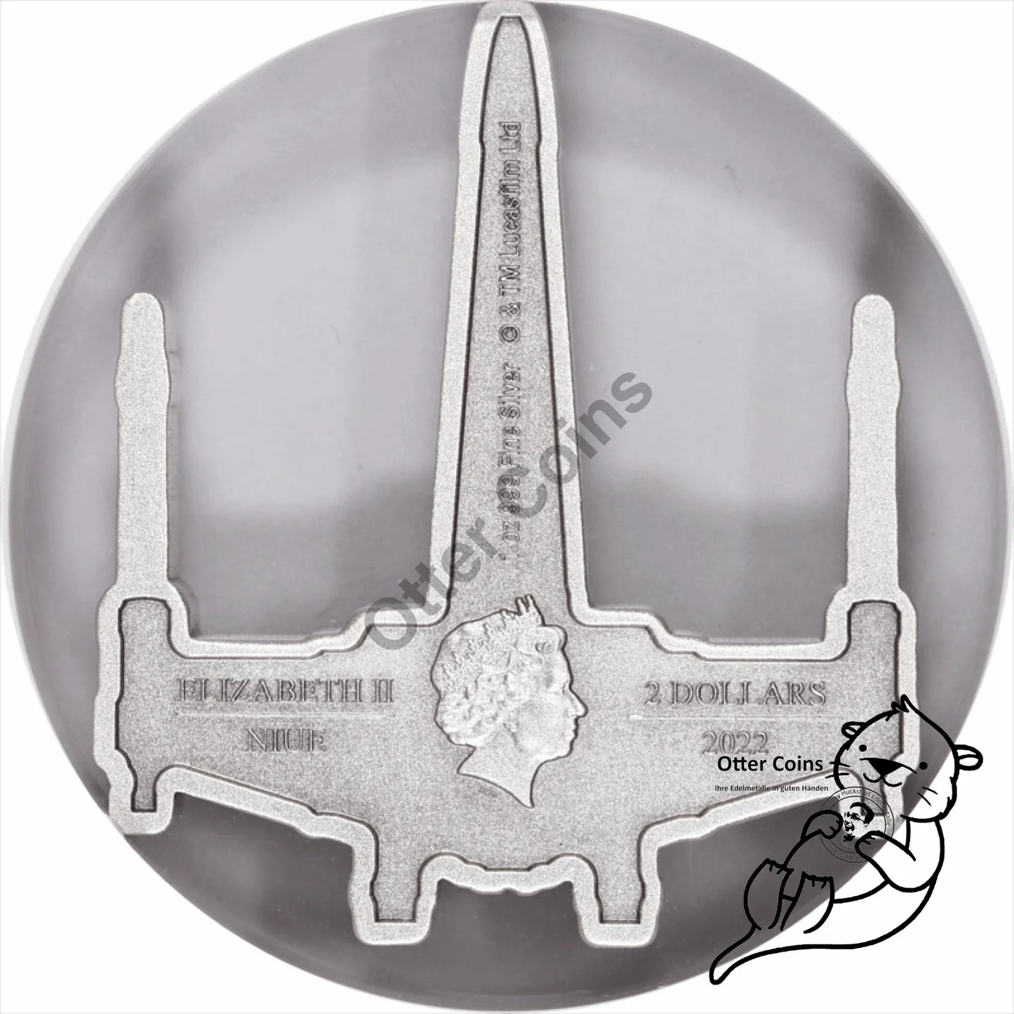 Star Wars 1oz Silbermünze X - Wing Shaped Fighter NGC MS70*