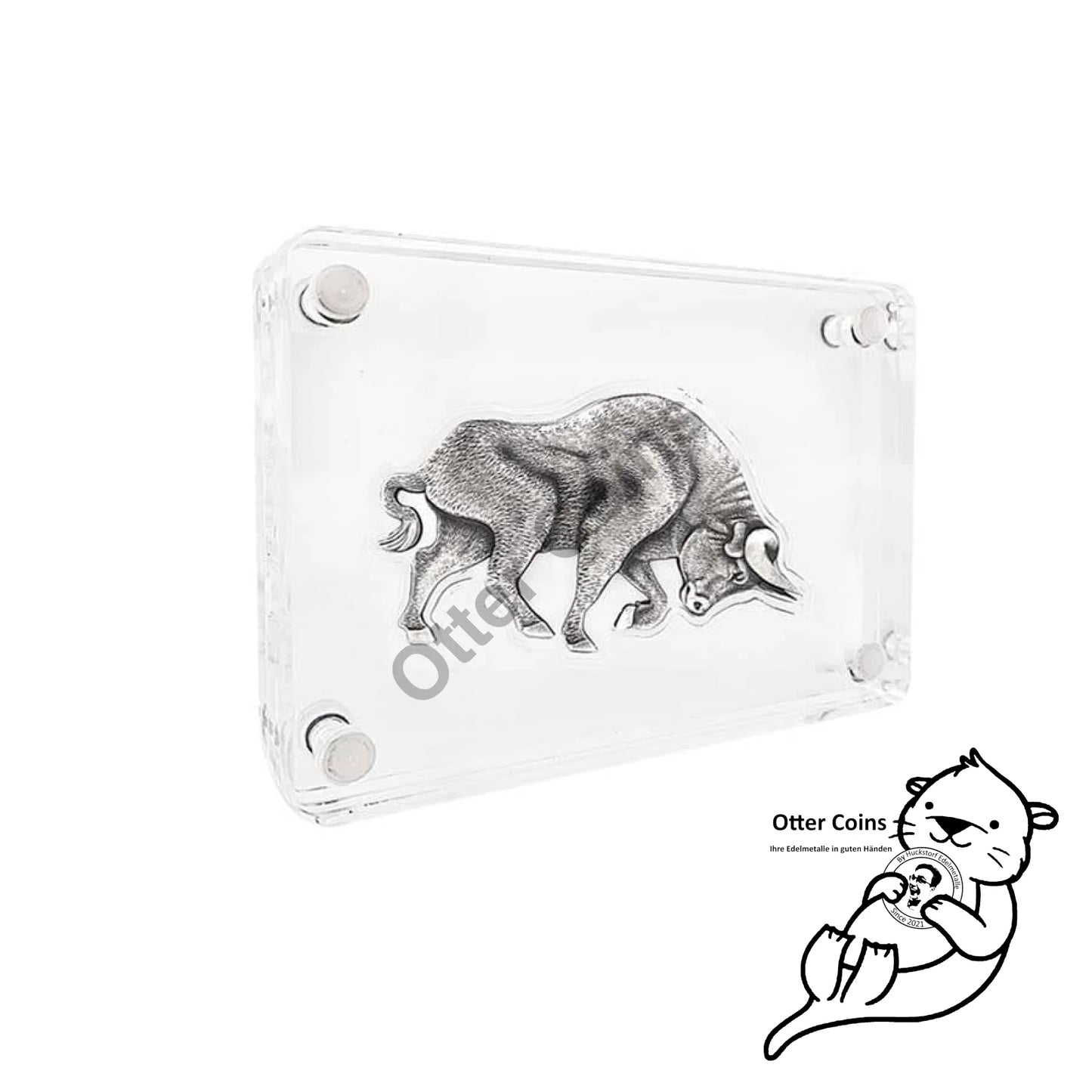 Chad 1 oz Silber Bull Shaped Antik High Relief Coin 2021*