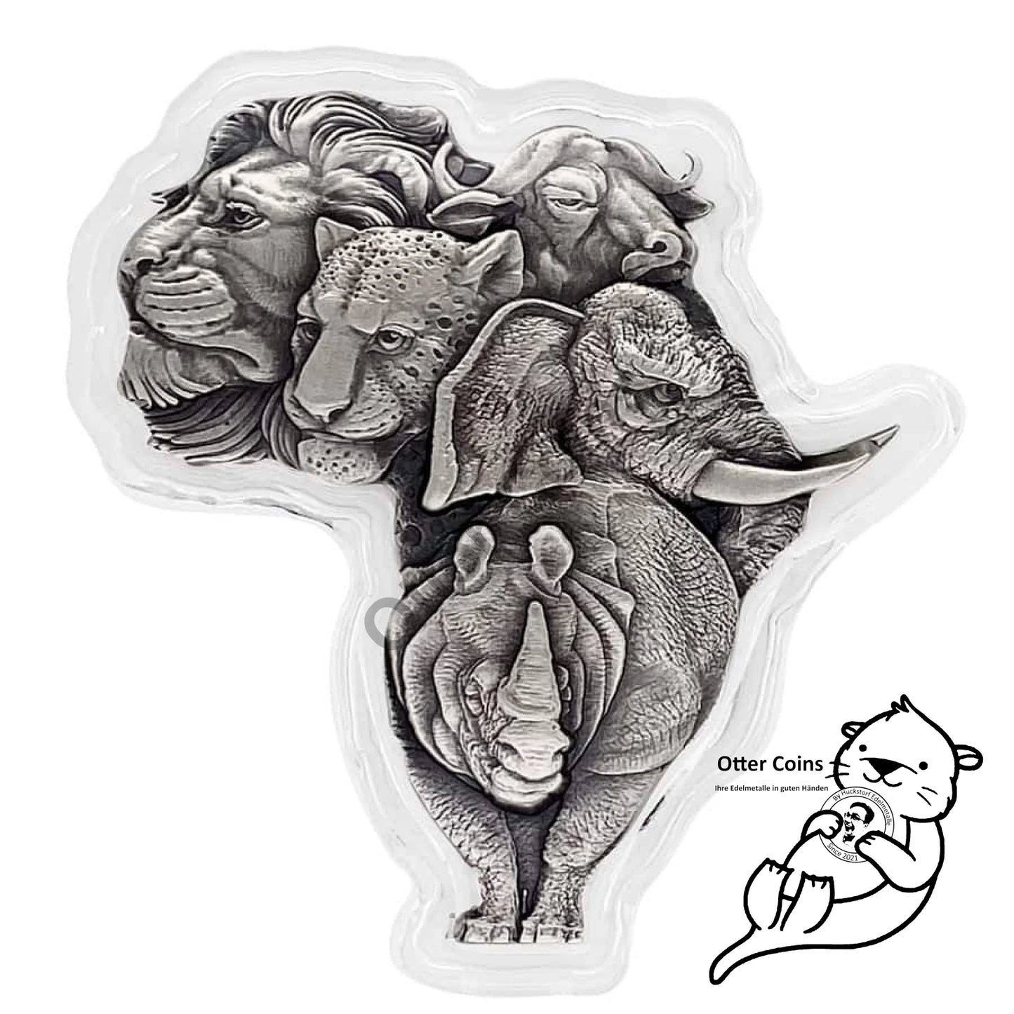 2022 Chad 1 oz Silbermünze Big Five Africa Shaped High