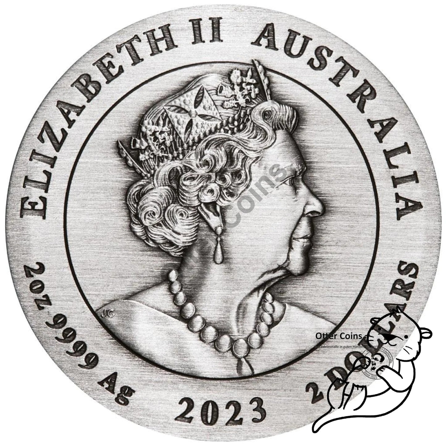 Lunar III Hase 2 oz Silbermünze Antik Finish 2023*