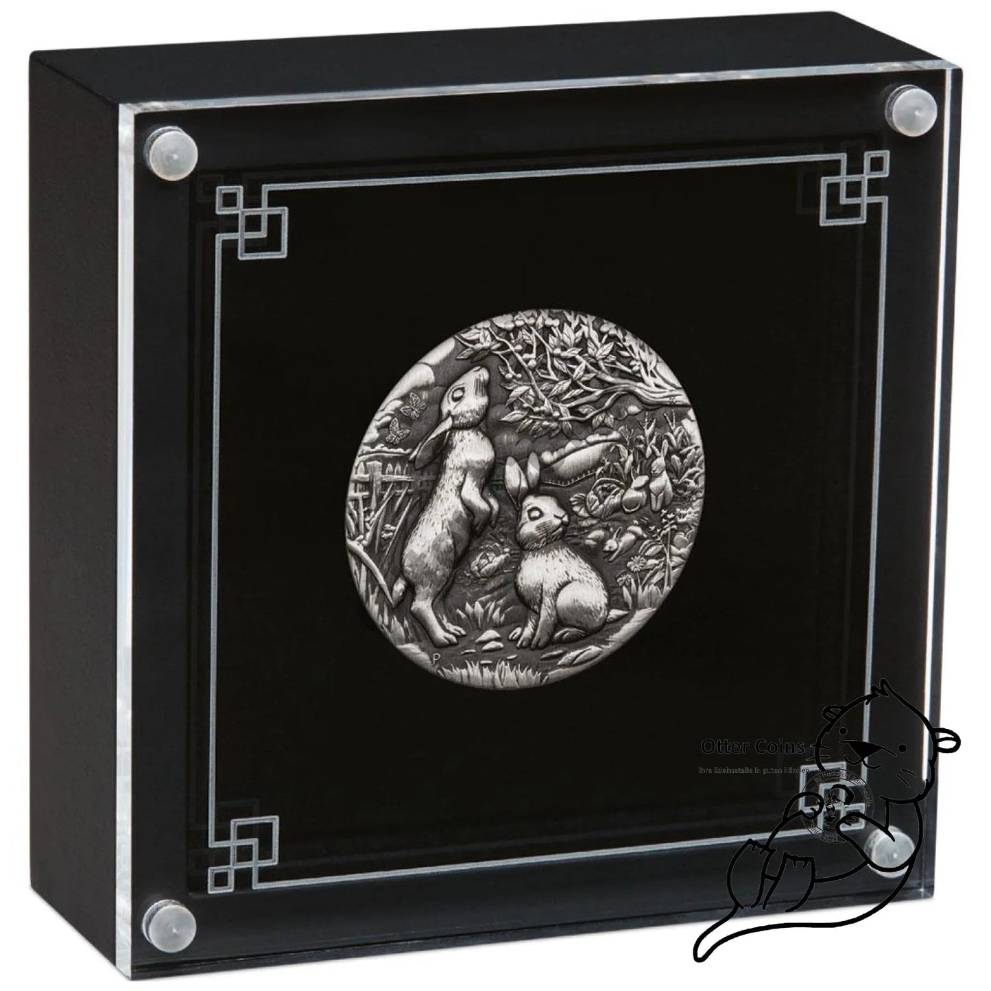 Lunar III Hase 2 oz Silbermünze Antik Finish 2023*