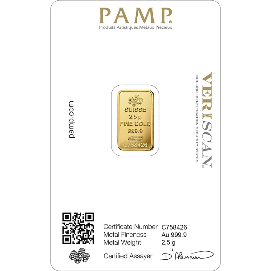 2,5 gr Pamp Fortuna Goldbarren**