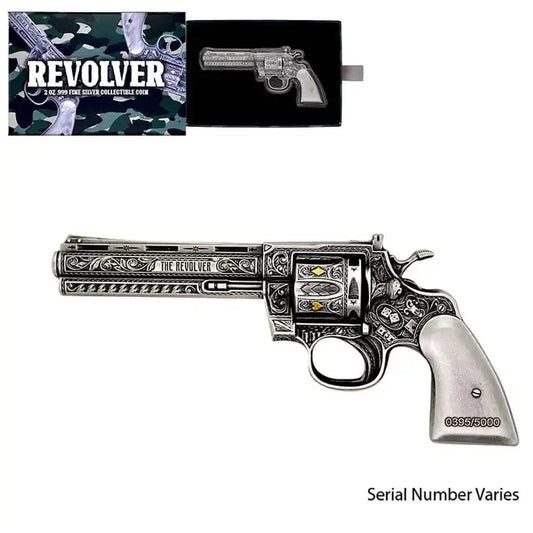 2023 Chad 2 oz Silbermünze Revolver Gun Shaped HR*