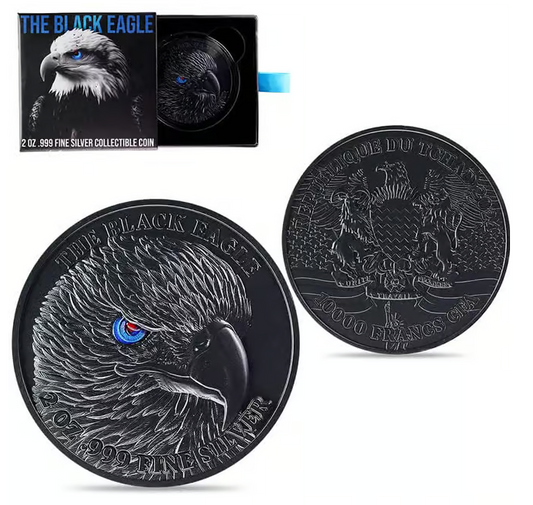 2024 Chad 2 Oz American Eagle Black Shaped Silbermünze