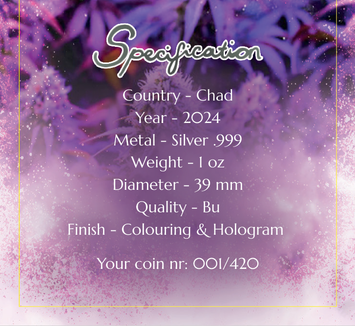 2024 Chad Cannabis Purple Haze Edition 1 oz Silbermünze*