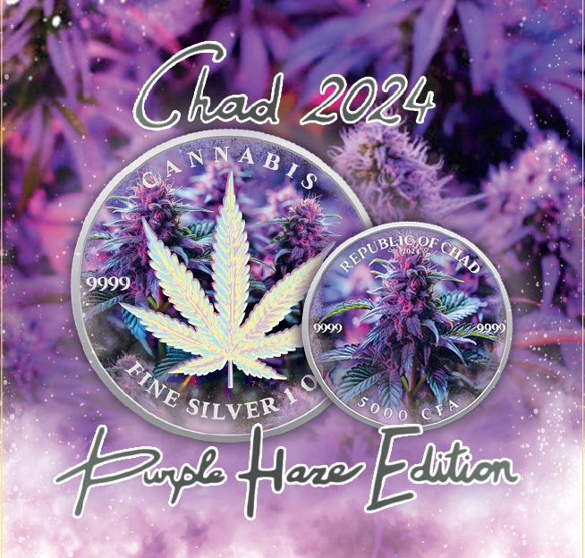 2024 Chad Cannabis Purple Haze Edition 1 oz Silbermünze*