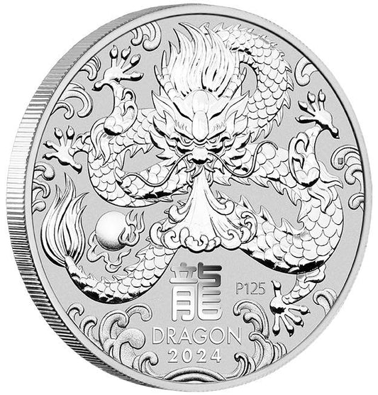 5 oz Silbermünze Australien Lunar III Drache 2024*