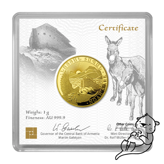 Arche Noah 1gr Gold 2023 mit Münzfassung**