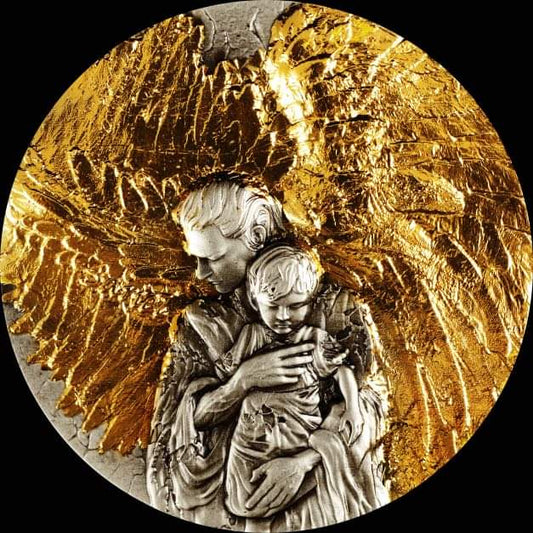 Cameroon Archangel Sariel 2025, HR, Antik, Gilded 2oz Silbermünze*