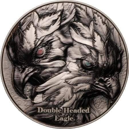 Cameroon 2025 - Double Headed Eagle - Bi-Metall Coin - 2oz Silbermünze* mit 11.5oz Kupferkern - UHR, Antik, Color, Glow in the Dark