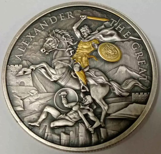 USA - Legendary Warriors - Alexander the Great Ag999 1 Oz BU Antik/Gilded*