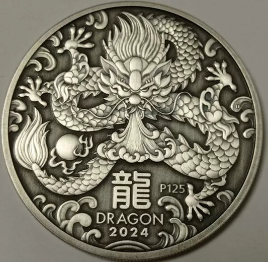 Antik 1 oz Silbermünze Australien Lunar III Drache 2024*
