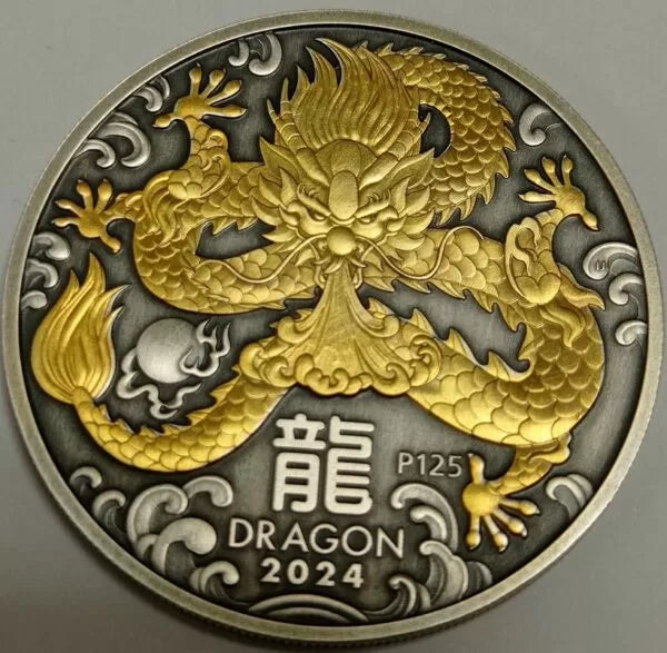 Antik 1 oz Silbermünze Australien Lunar III Drache 2024