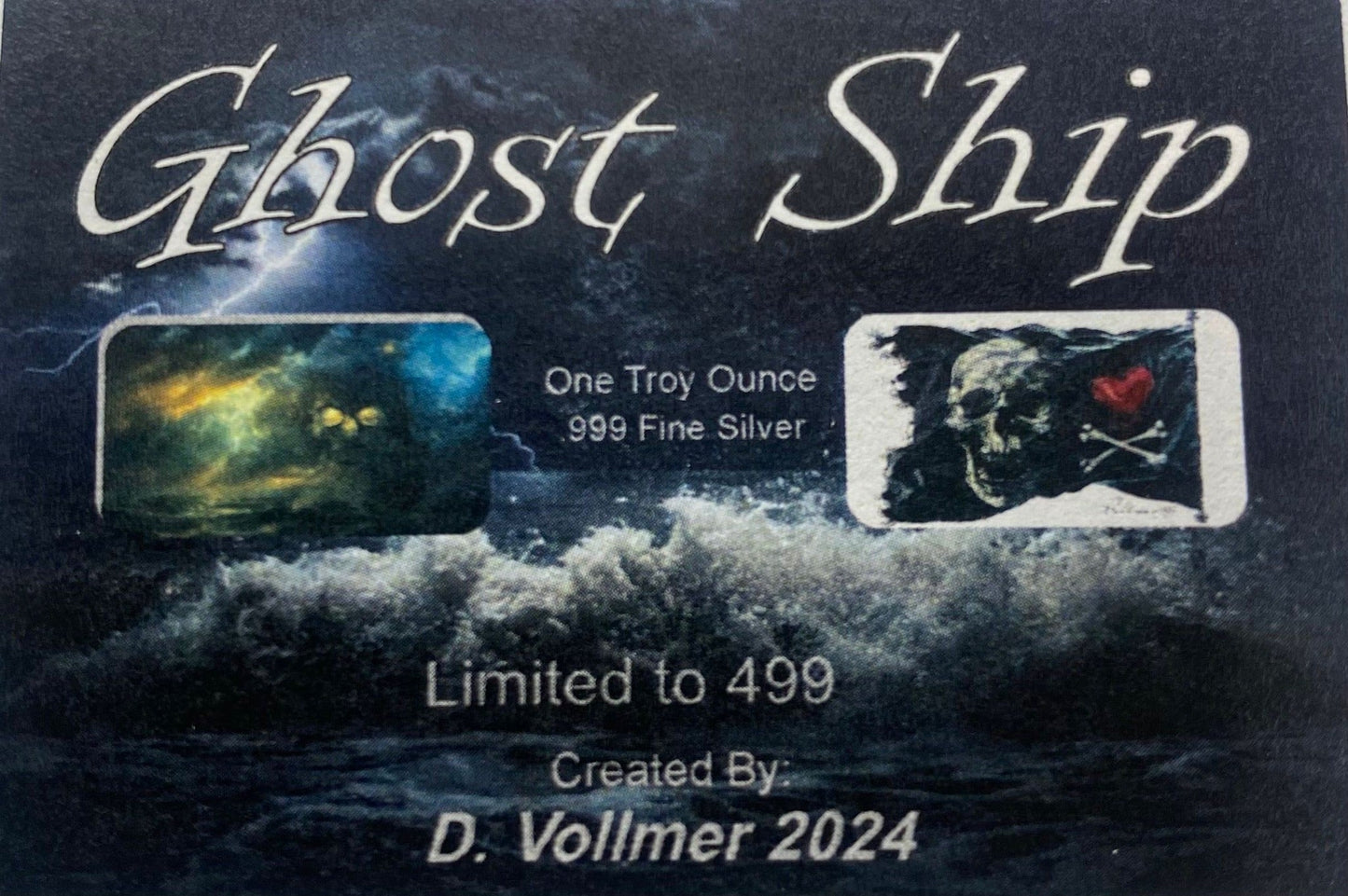 Ghost Ship Colorized 1 oz Silver Bar by D. Vollmer (499