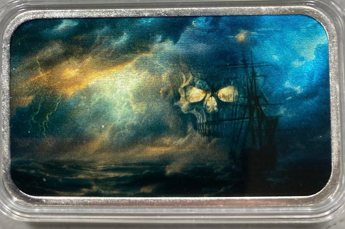 Ghost Ship Colorized 1 oz Silver Bar by D. Vollmer (499