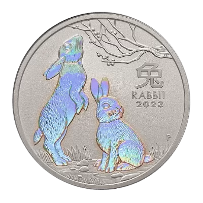 Hologram 1 oz Silbermünze Australien Lunar III Hase 2023*