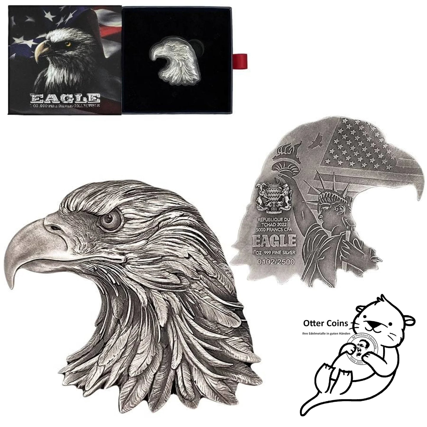 2022 Chad 1 Oz American Eagle Shaped High Relief