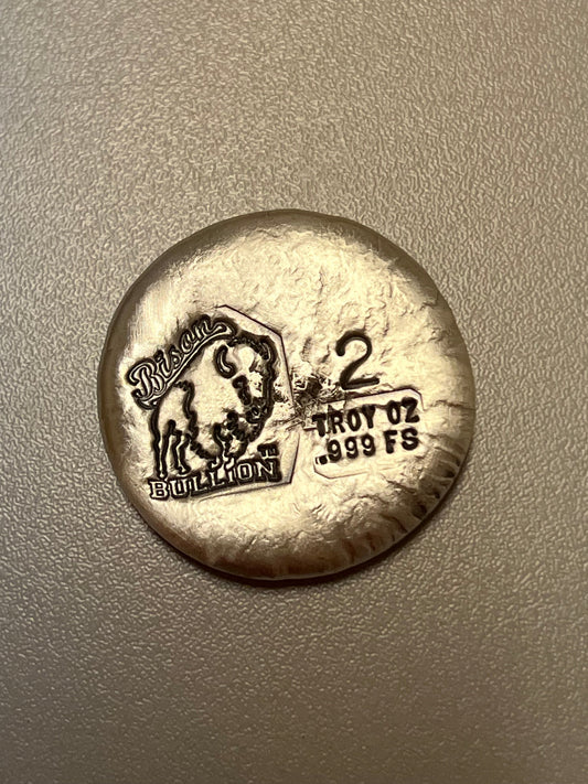Rundbarren 2oz Silberbarren Bison Bullion