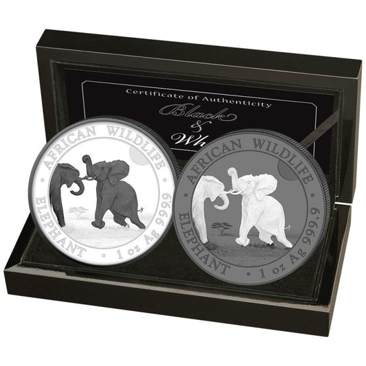 Somalia Elefant 2024 Black & White 2x1oz Silbermünze