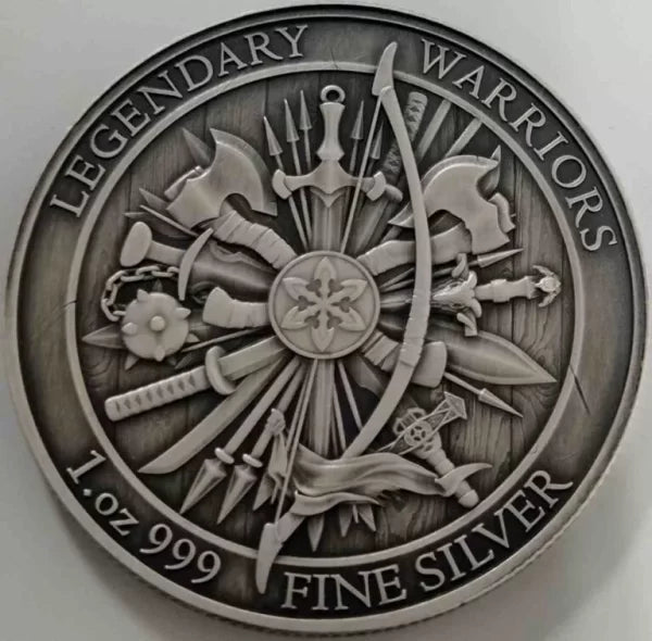 USA - Legendary Warriors - Genghis Khan Ag999 1 Oz BU Antik/Gilded*